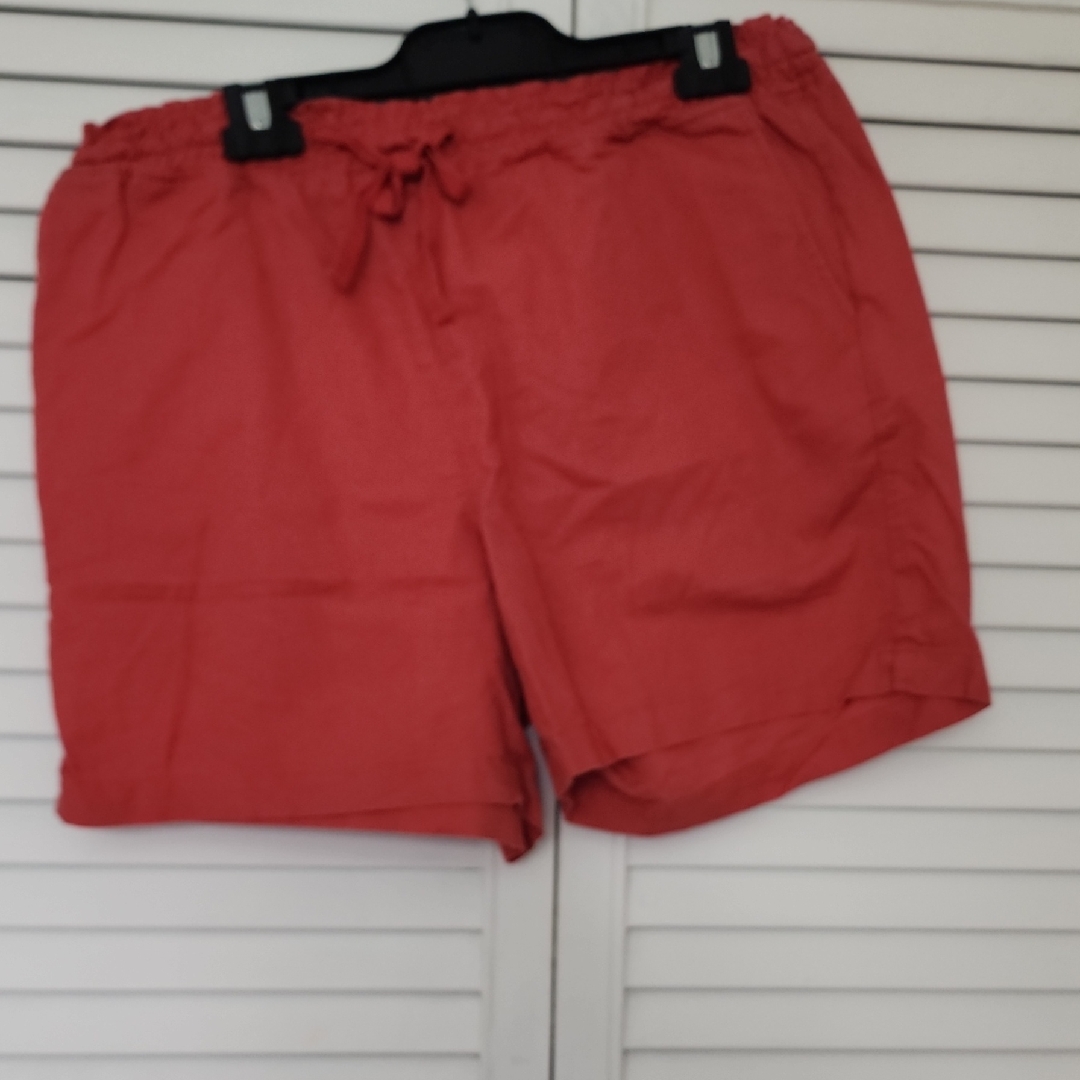 Womens Red Coral Coloured Casual Shorts. Linen Blend